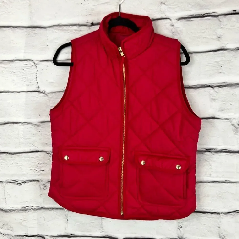 J.Crew Women's Quilted Puffer Vest‎ Medium Pink Casual Sleeveless